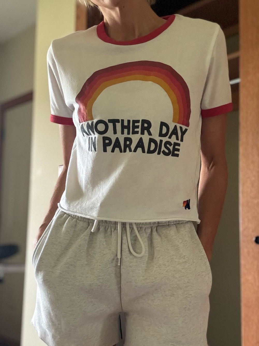 Rare! HTF Aviator Nation “Another Day in Paradise” Ringer Tee, XS Good condition